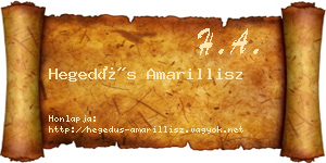 Hegedűs Amarillisz névjegykártya